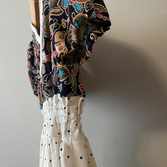 Handmade Children's 100% Cotton Multicolour Pattern Off White Polka Dot Dress - Picture 13 of 14